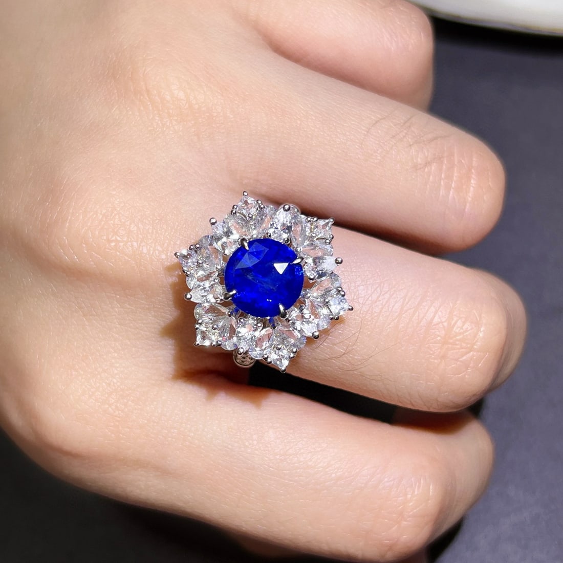 14k Gold 2.98 Ctw Natural Sapphire & Diamond Ring/pendant( Without Chain ) - 4