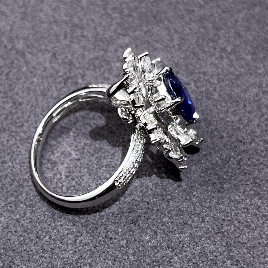 14k Gold 2.98 Ctw Natural Sapphire & Diamond Ring/pendant( Without Chain ) - 5