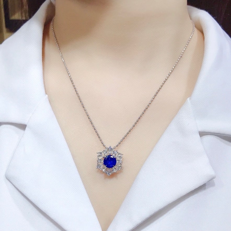 14k Gold 2.98 Ctw Natural Sapphire & Diamond Ring/pendant( Without Chain ) - 6