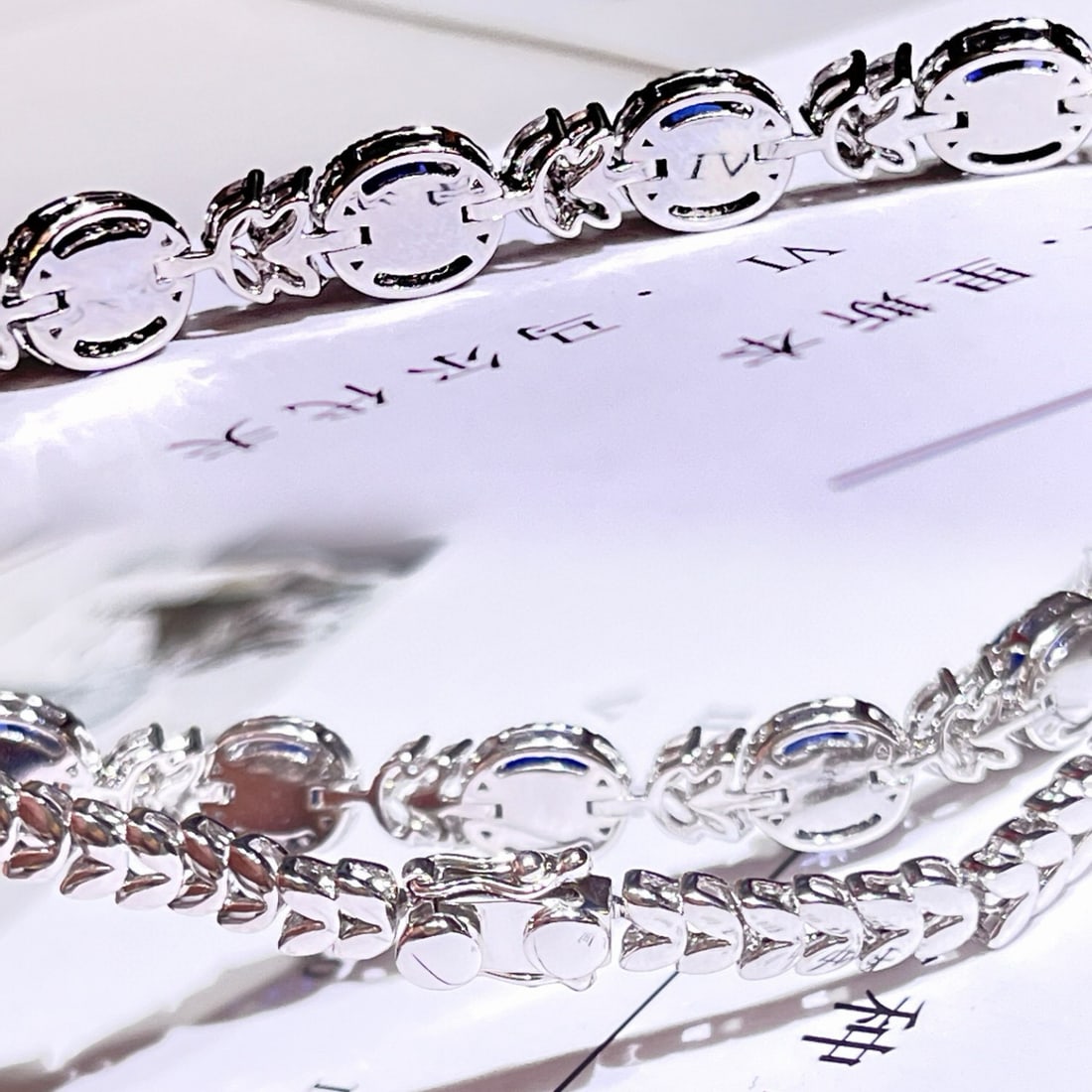 14k Gold 4.36 Ctw Natural Sapphire & Diamond Bracelet - 5