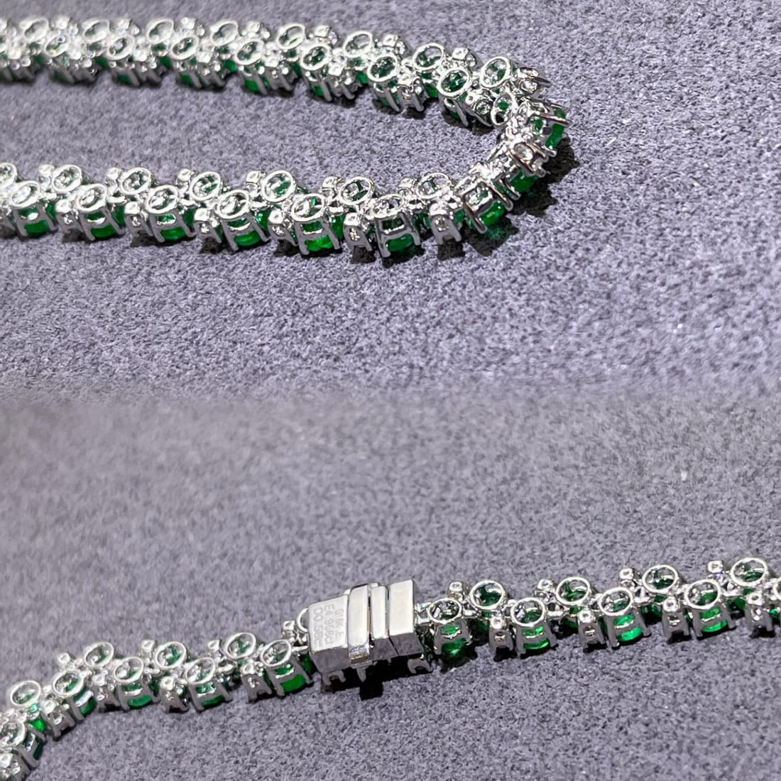 14k Gold 5.54 Ctw Vivid Green Natural Emerald & Diamond Bracelet - 2