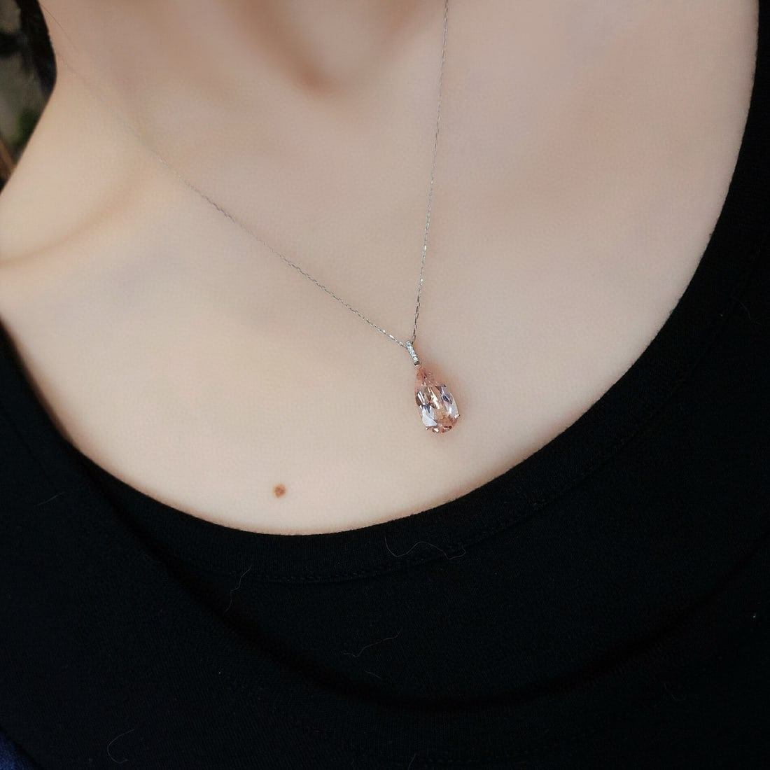 14k Gold 3.63 Ct Natural Morganite & Diamond Pendant( Without Chain ) - 3