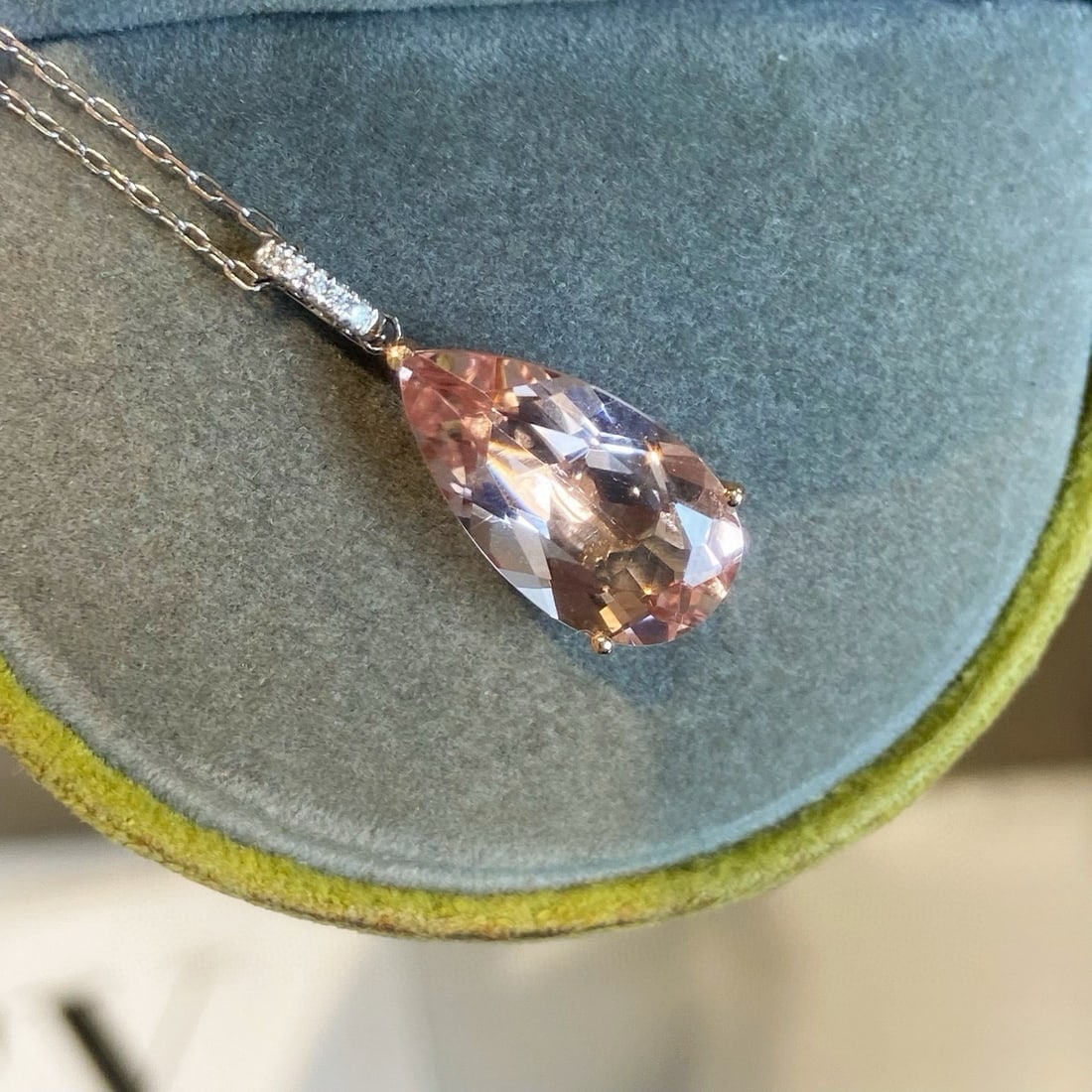 14k Gold 3.63 Ct Natural Morganite & Diamond Pendant( Without Chain ) - 4