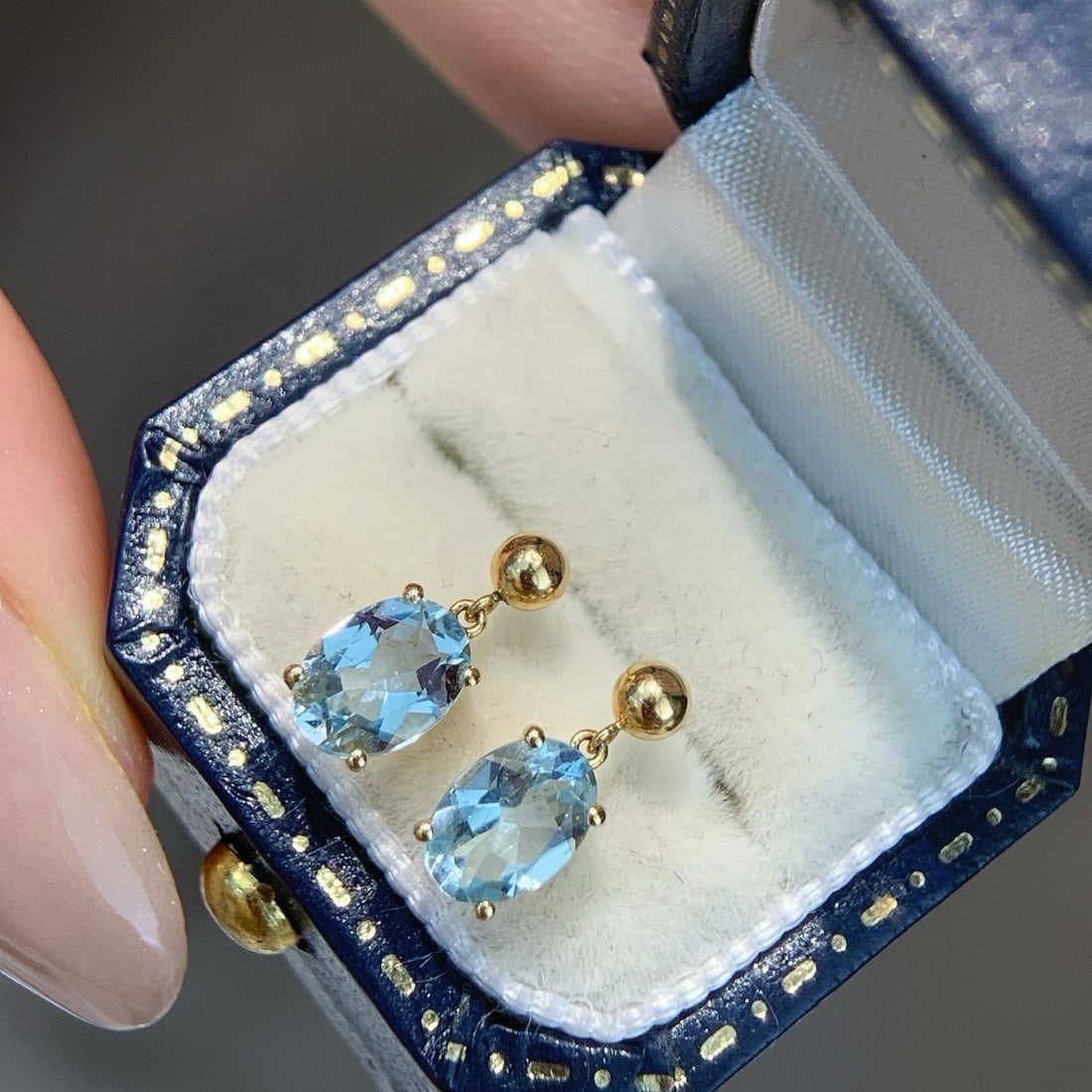 14k Gold 1.22 Ct Natural Aquamarine Earrings - 3
