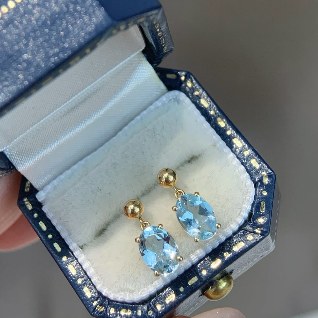 14k Gold 1.22 Ct Natural Aquamarine Earrings - 4