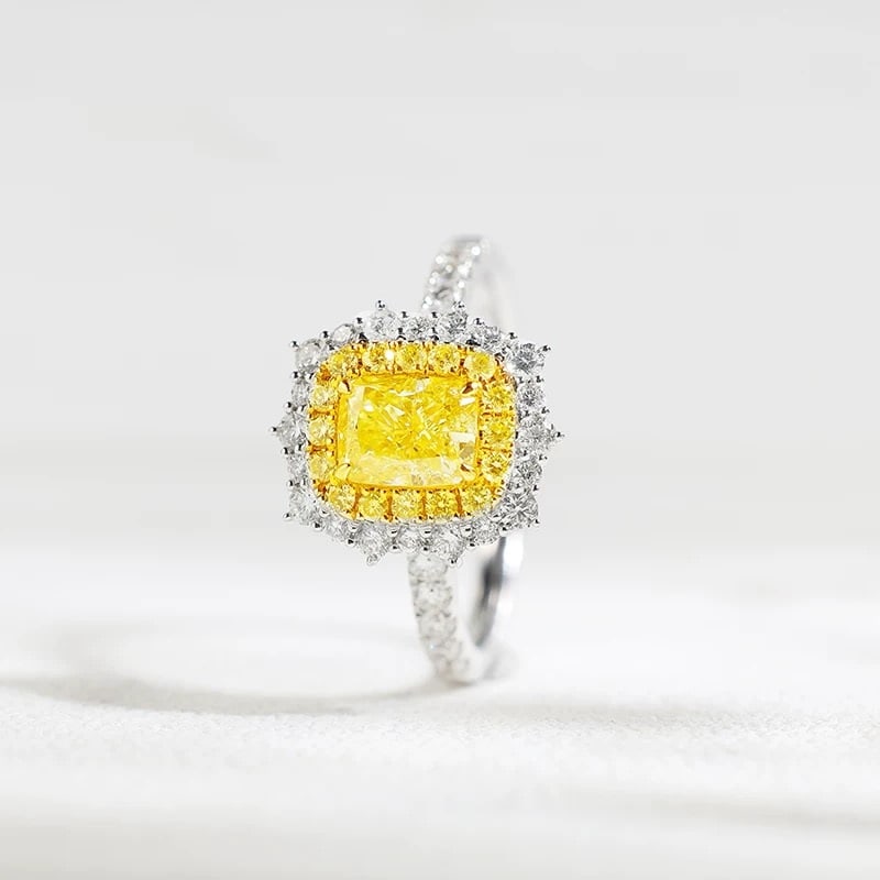14k Gold 1.59 Ctw Natural Yellow Diamond & Diamond Ring - 2