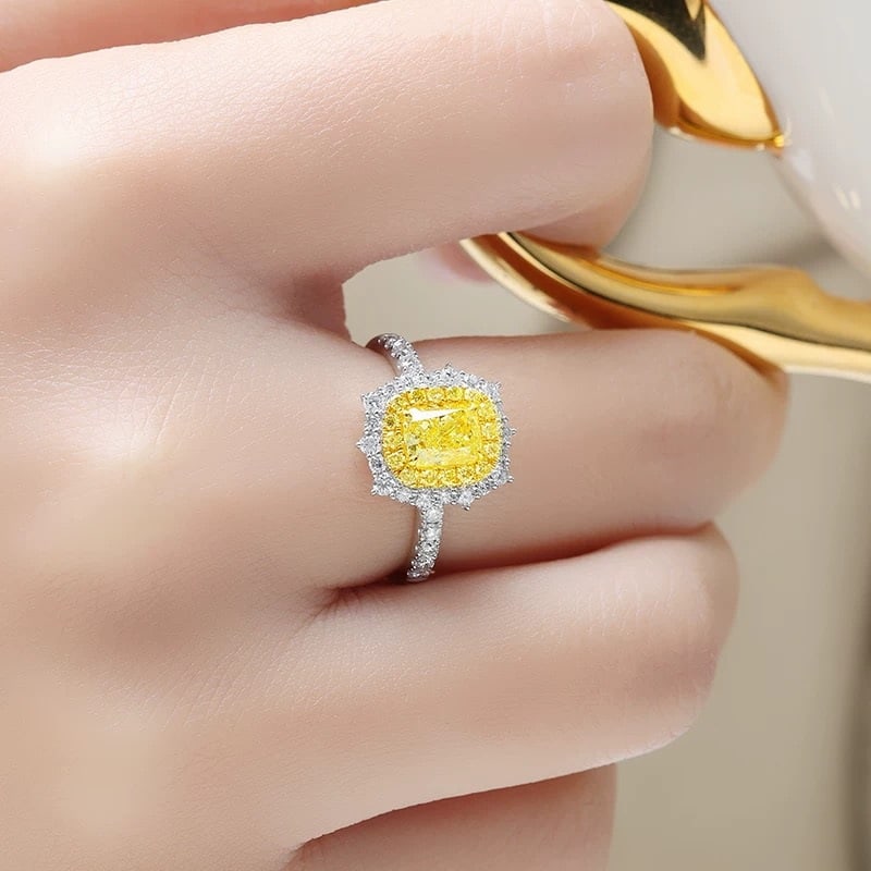 14k Gold 1.59 Ctw Natural Yellow Diamond & Diamond Ring - 3