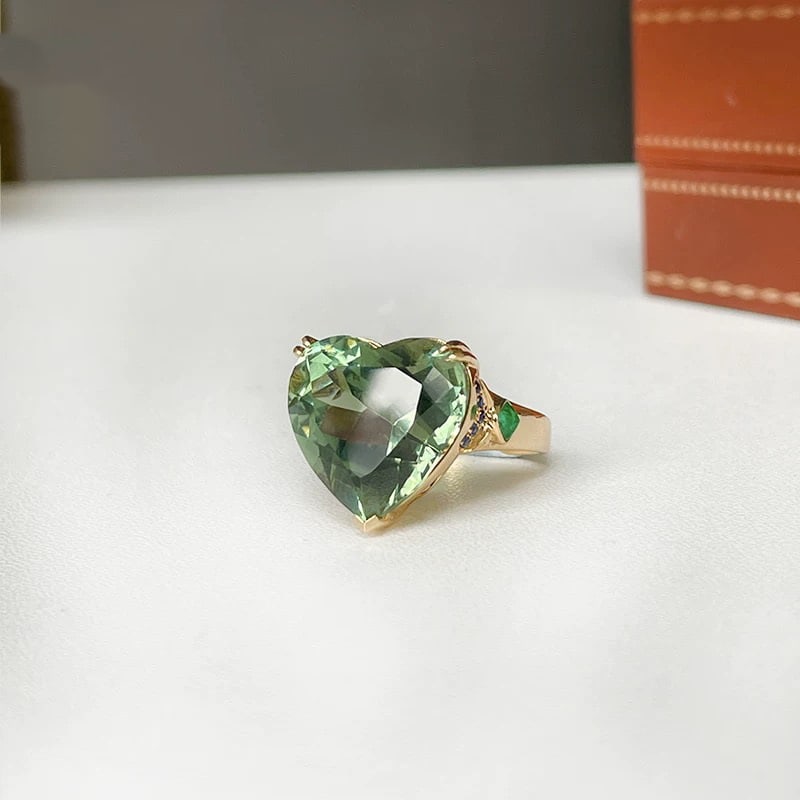 14k Gold 16.51 Ctw Natural Tourmaline & Emerald Ring - 2