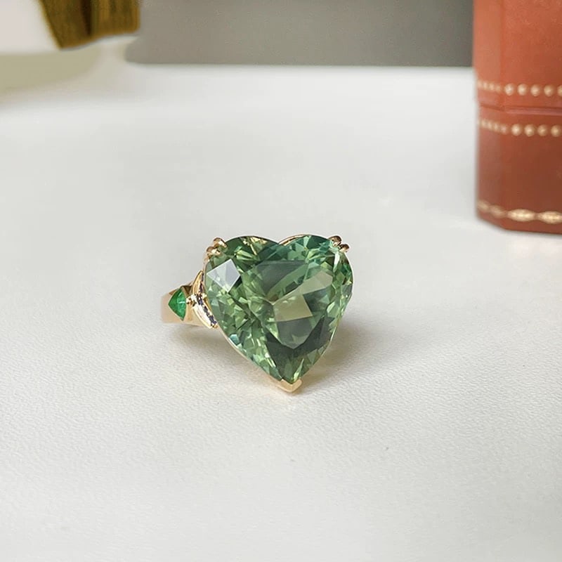 14k Gold 16.51 Ctw Natural Tourmaline & Emerald Ring - 3
