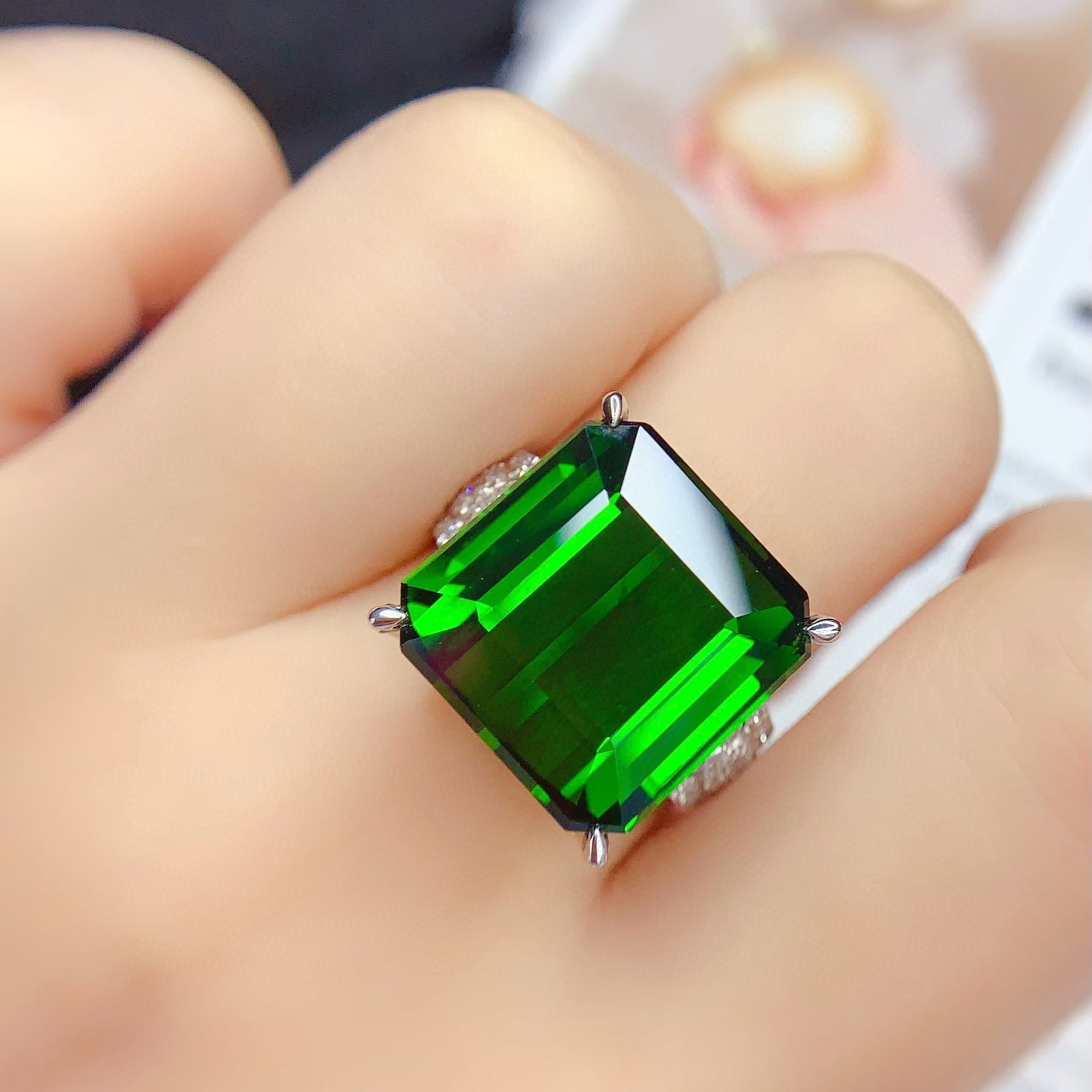 14k Gold 16.28 Ct Natural Tourmaline & Diamond Ring - 6