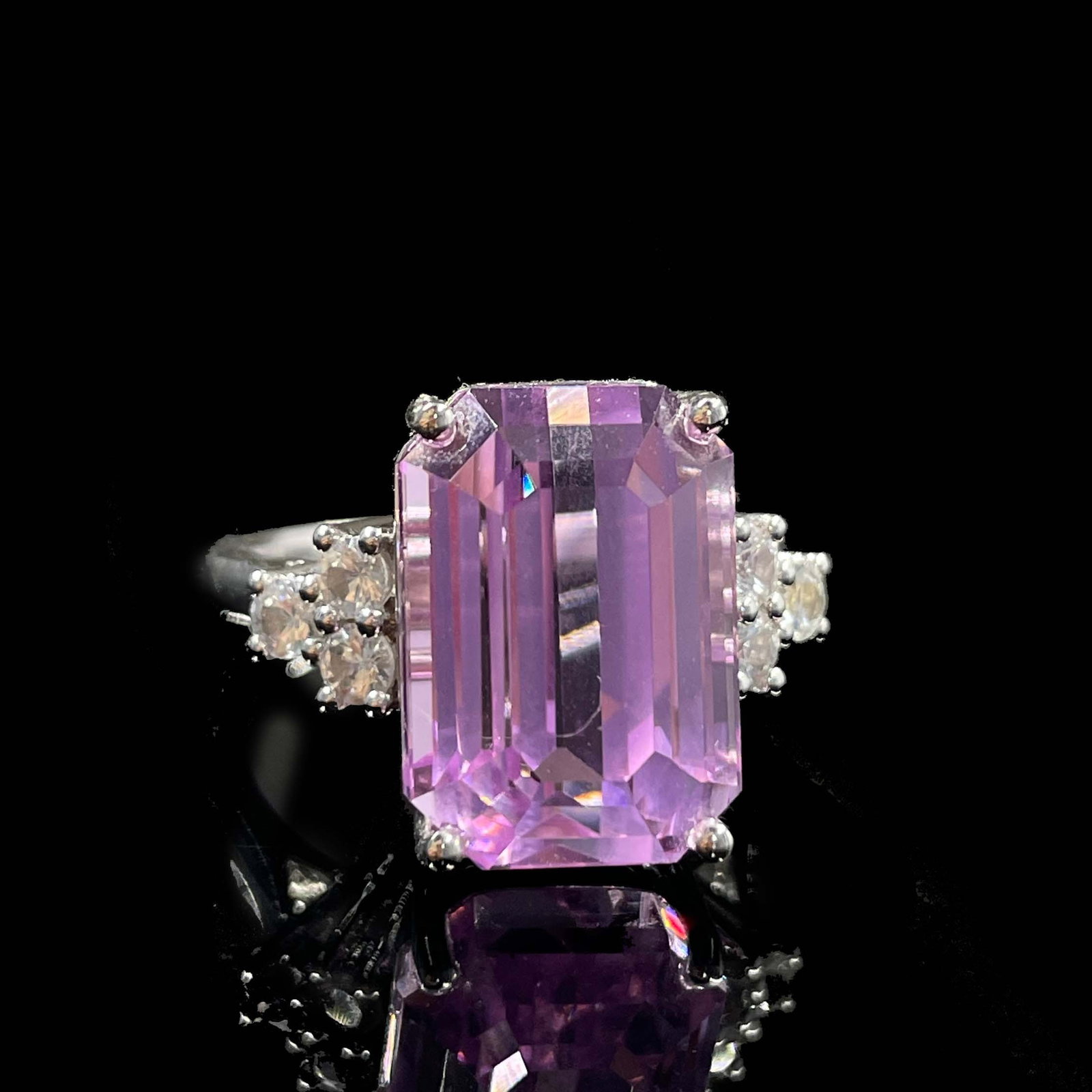 14k Gold 9.95 Ct Natural Kunzite & Sapphire Ring - 2