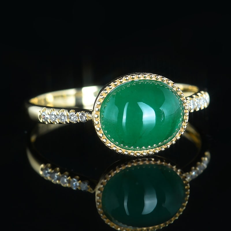 14k Gold 2.32 Ct Natural Emerald & Diamond Ring - 2