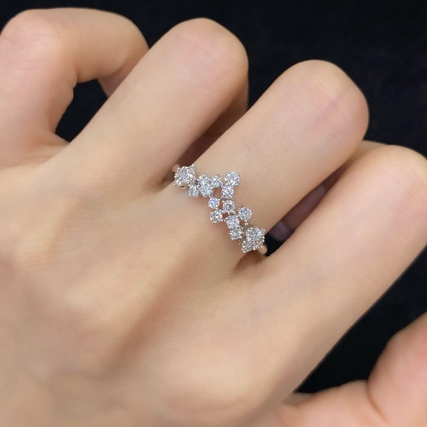 14k Gold 0.45 Ct Natural H Diamond Ring - 4