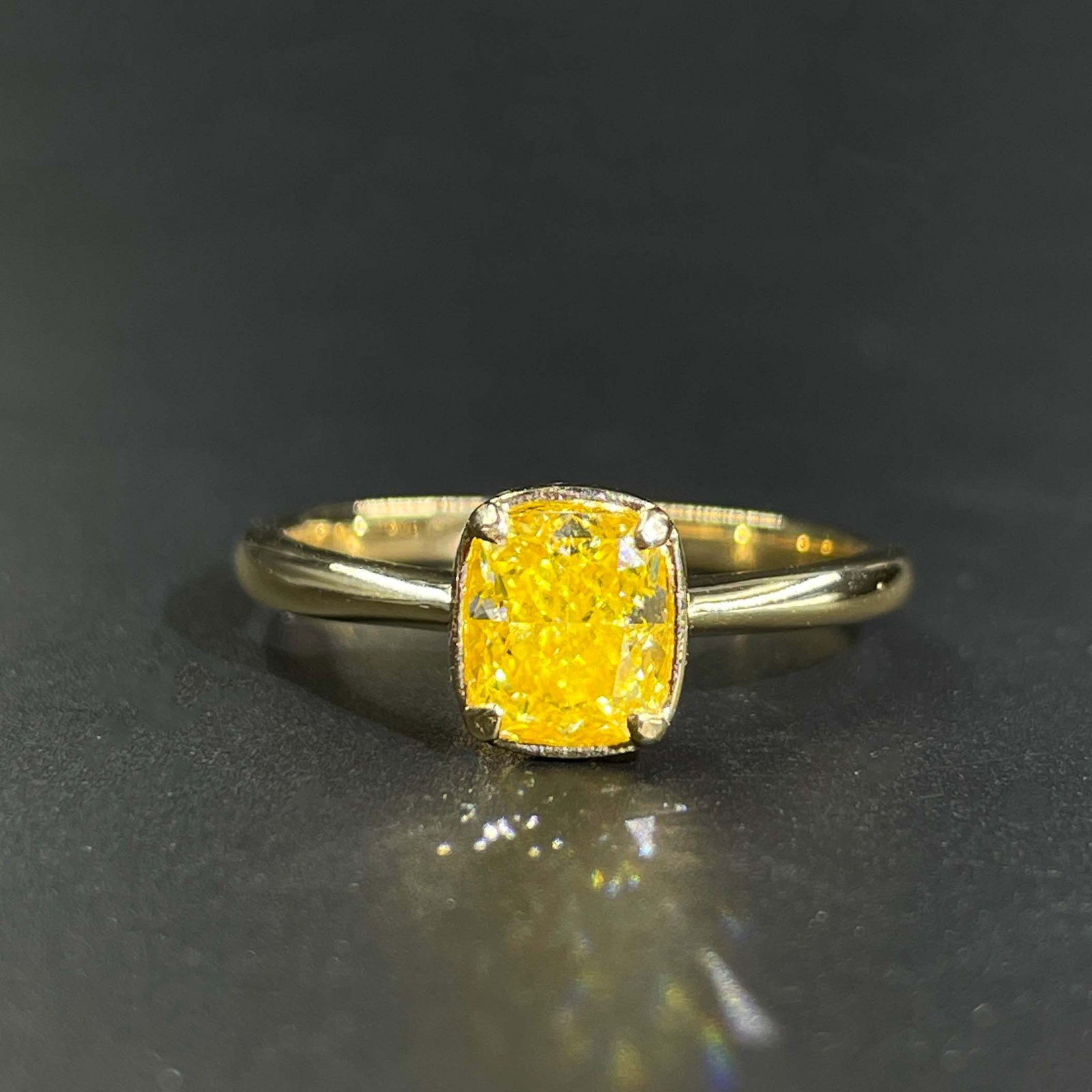 14k Gold 1.01 Ct Natural Yellow Diamond Ring: Ref:230985016 // gold content:14k gold // ring size:7. 25us // // main gemstone:yellow diamond // shape:cushion // carat weight:1. 01ct // color:yellow // treatment:natural // Condition: New Low