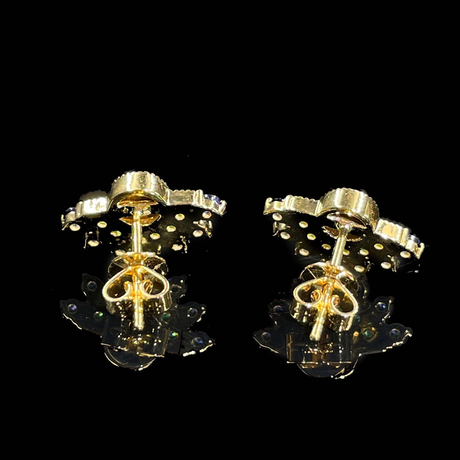 14k Gold 0.45 Ctw Natural Opal & Sapphire Earrings - 5