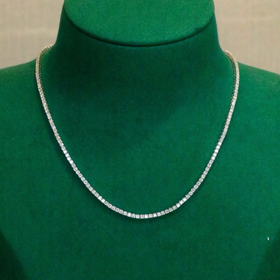 14k Gold 5.0 Ct Natural H Diamond Necklace: Ref:230985021 // gold content:14k gold // main gemstone:diamond // shape:round // carat weight:5. 0ct // clarity grade:vs-si // color:h // treatment:natural // cut grade:g // Condition: New Low