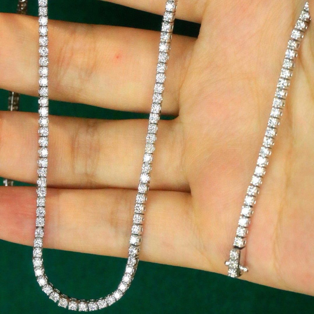 14k Gold 5.0 Ct Natural H Diamond Necklace - 2