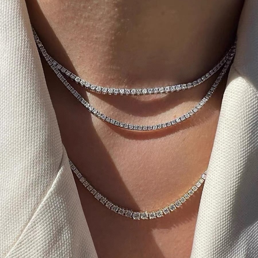 14k Gold 5.0 Ct Natural H Diamond Necklace - 4