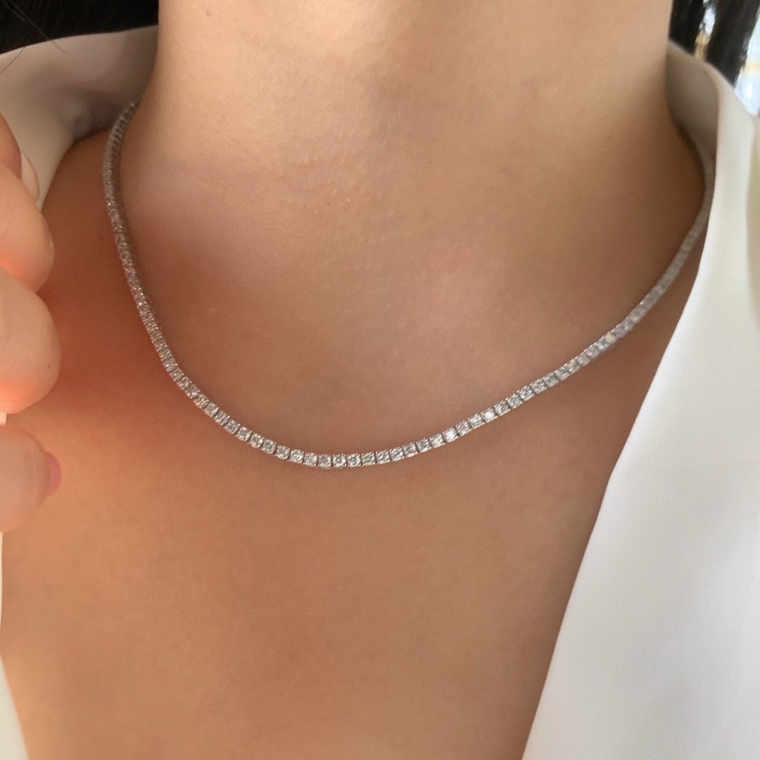 14k Gold 5.0 Ct Natural H Diamond Necklace - 5