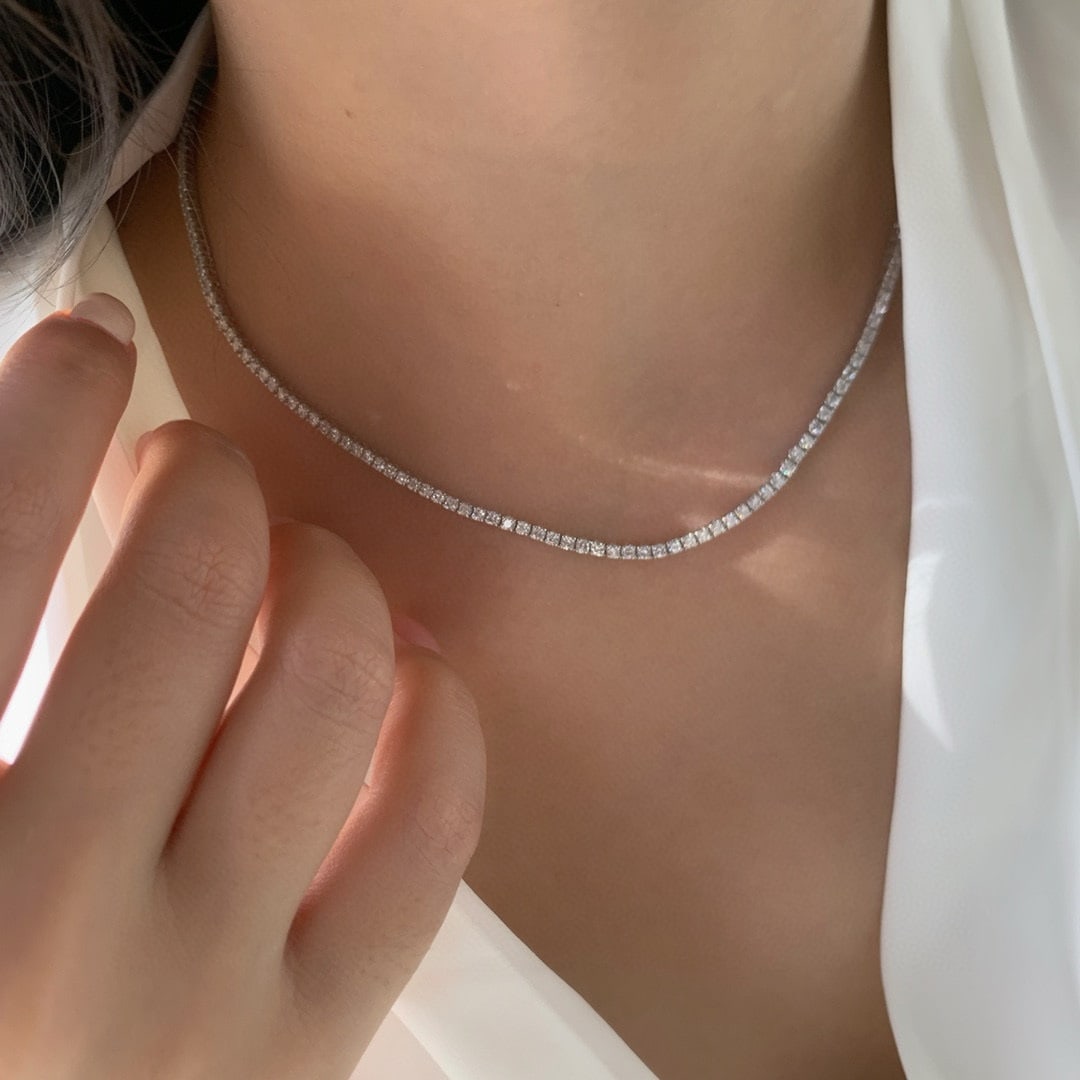 14k Gold 5.0 Ct Natural H Diamond Necklace - 6