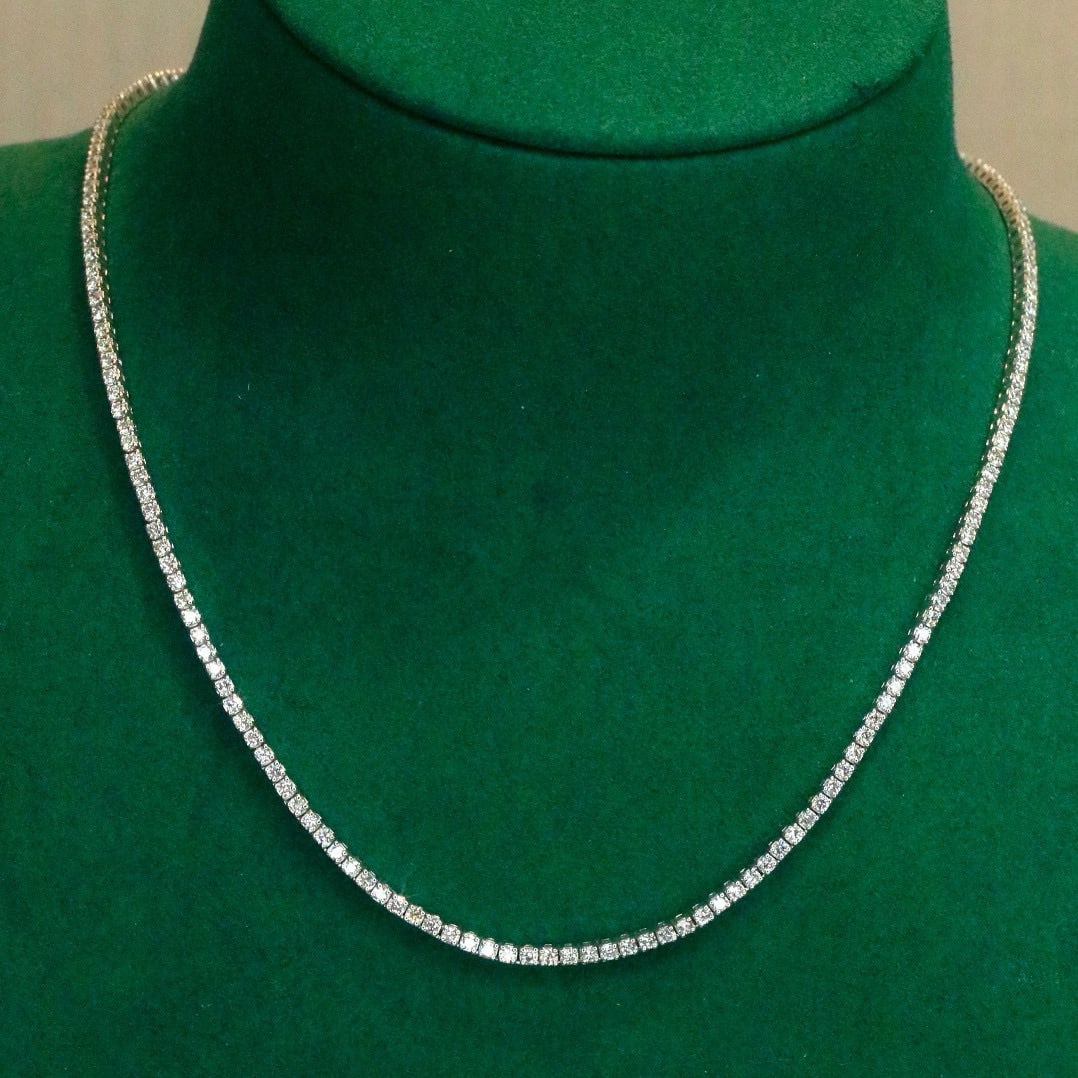 14k Gold 5.0 Ct Natural H Diamond Necklace - 9