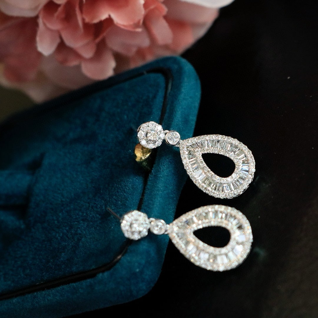 14k Gold 1.24 Ct Natural H Diamond Earrings - 5