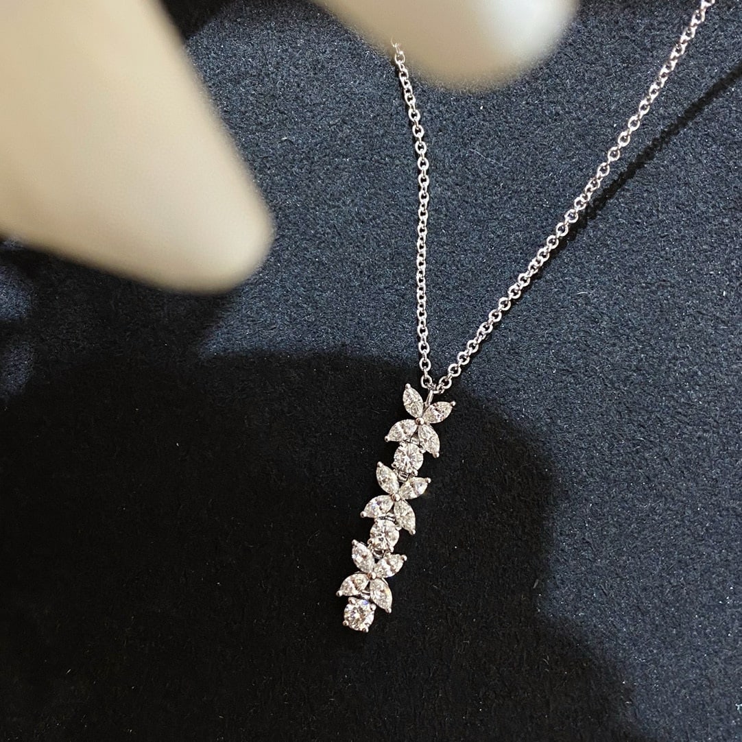 14k Gold 0.78 Ct Natural H Diamond Necklace - 2