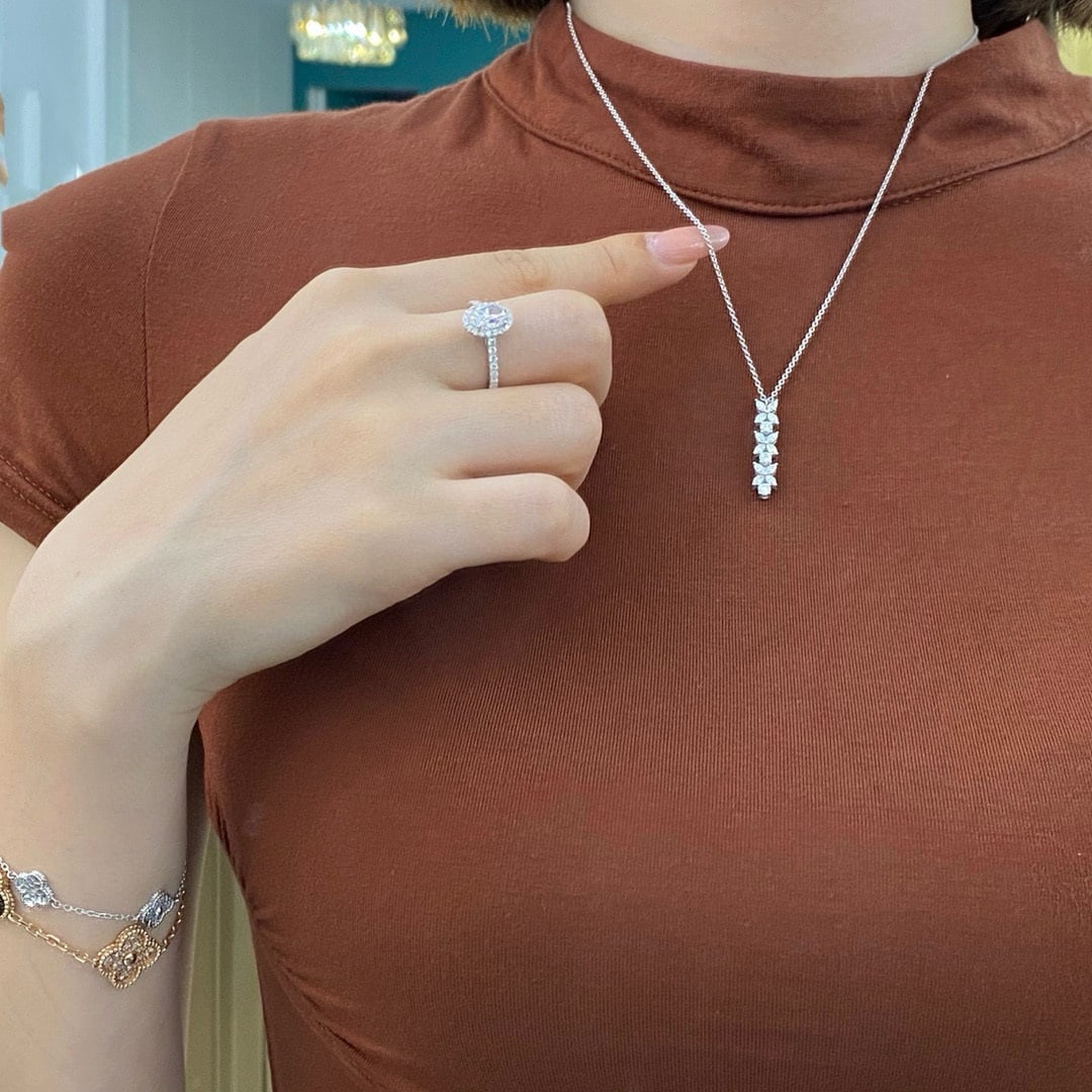 14k Gold 0.78 Ct Natural H Diamond Necklace - 4