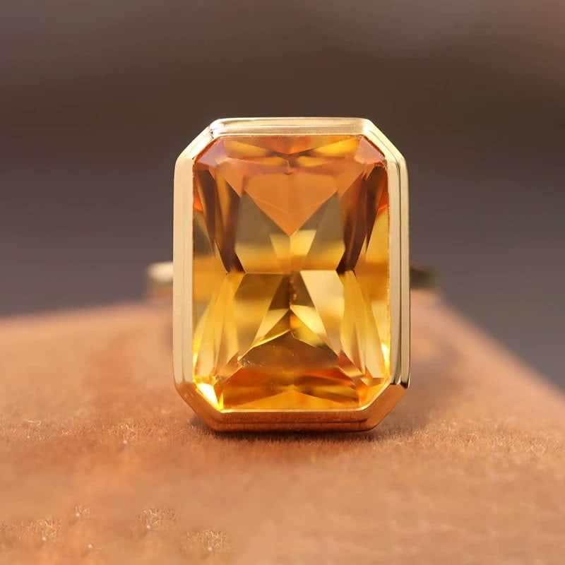 14k Gold 7.0 Ct Natural Citrine Ring - 2