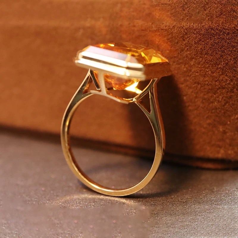 14k Gold 7.0 Ct Natural Citrine Ring - 4