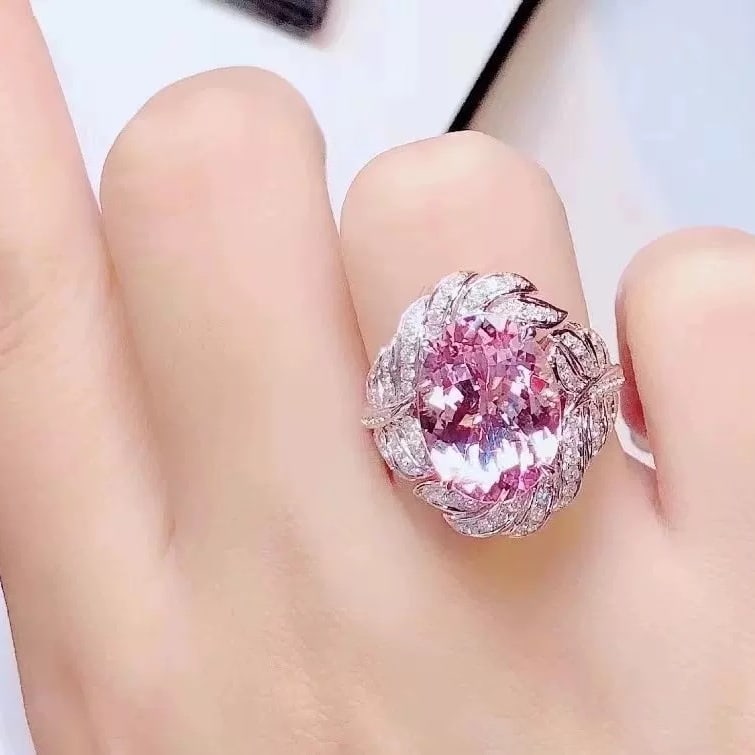 14k Gold 6.64 Ctw Natural Morganite & Diamond Ring - 2