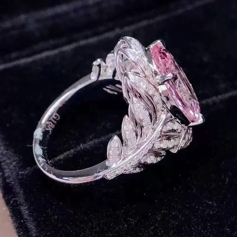 14k Gold 6.64 Ctw Natural Morganite & Diamond Ring - 3