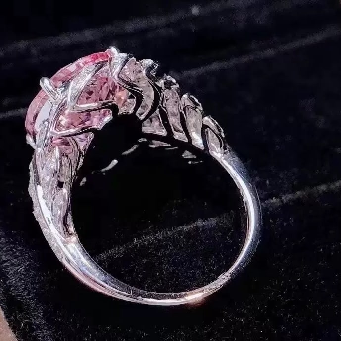 14k Gold 6.64 Ctw Natural Morganite & Diamond Ring - 5