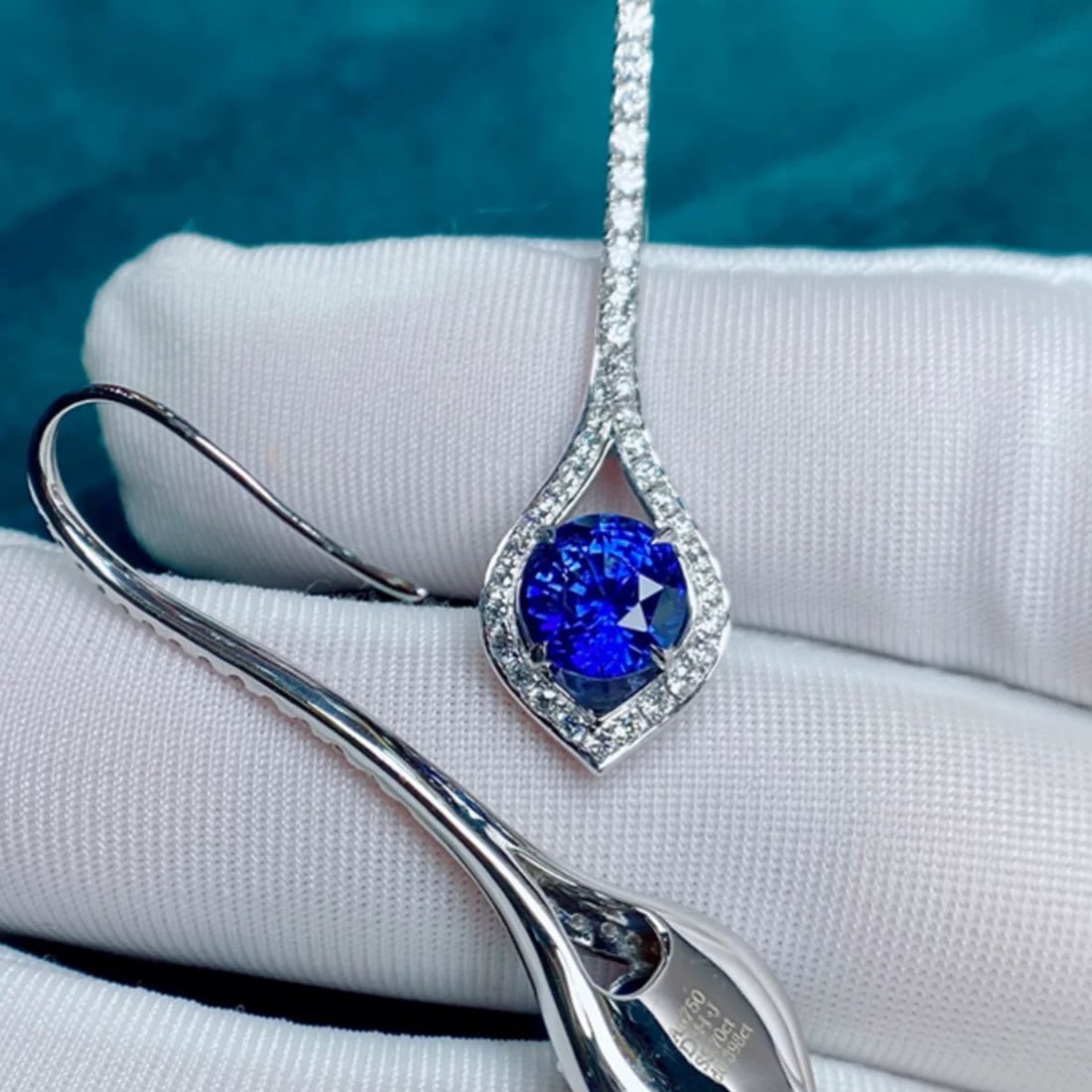 14k Gold 4.6 Ctw Natural Sapphire & Diamond Earrings - 2