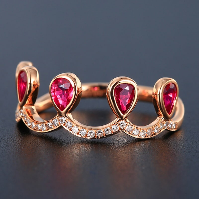 14k Gold 1.0 Ctw Natural Ruby & Diamond Ring - 2