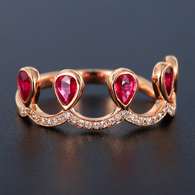 14k Gold 1.0 Ctw Natural Ruby & Diamond Ring - 4