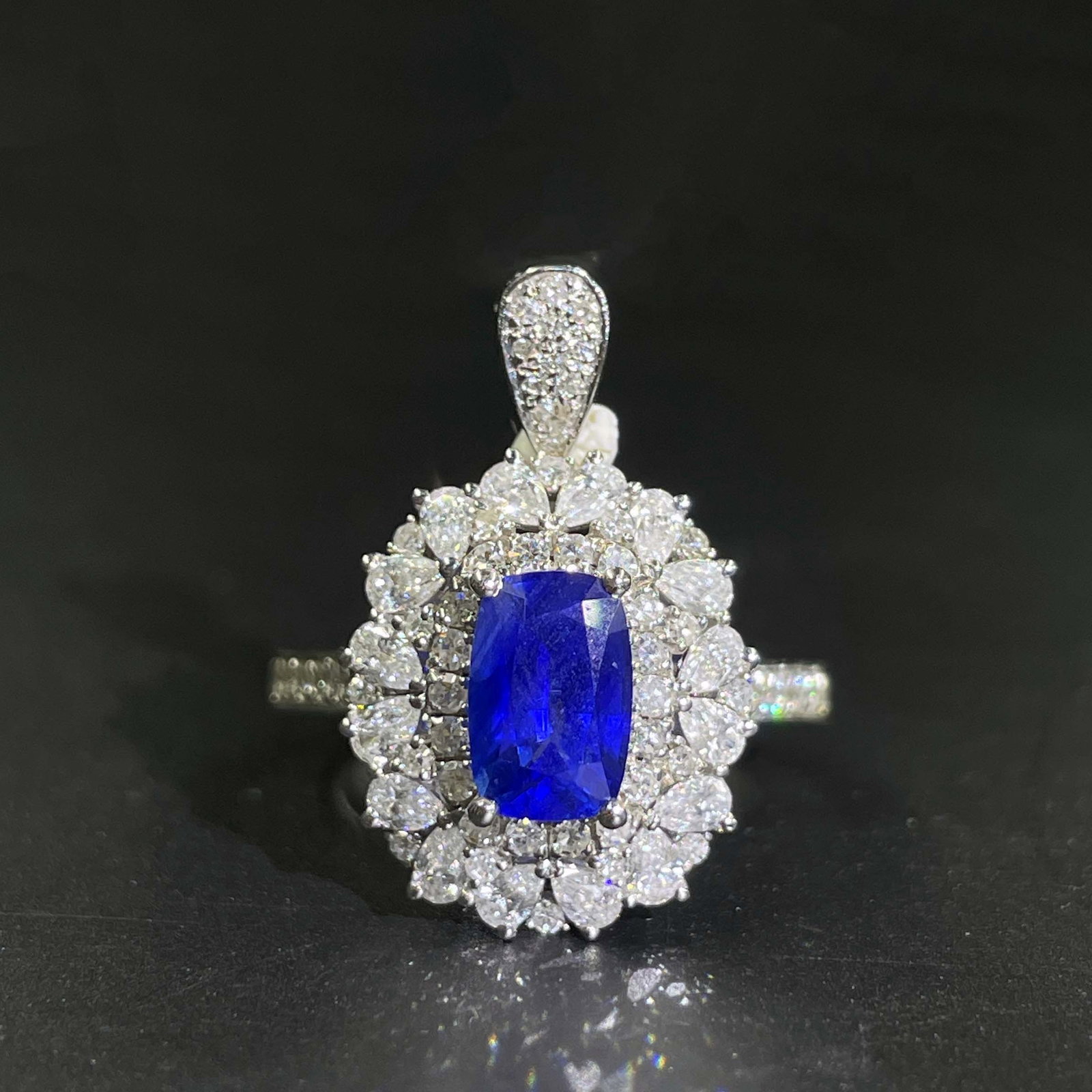 14k Gold 2.06 Ctw Natural Sapphire & Diamond Ring/pendant( Without Chain ) - 5