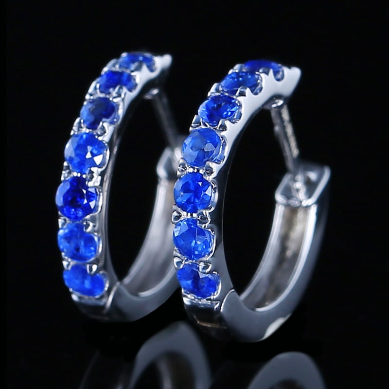 14k Gold 0.57 Ct Natural Sapphire Earrings - 2