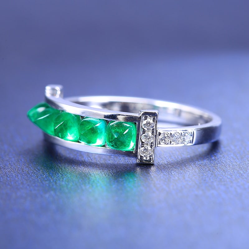 14k Gold 1.20 Ctw Natural Emerald & Diamond Ring - 4