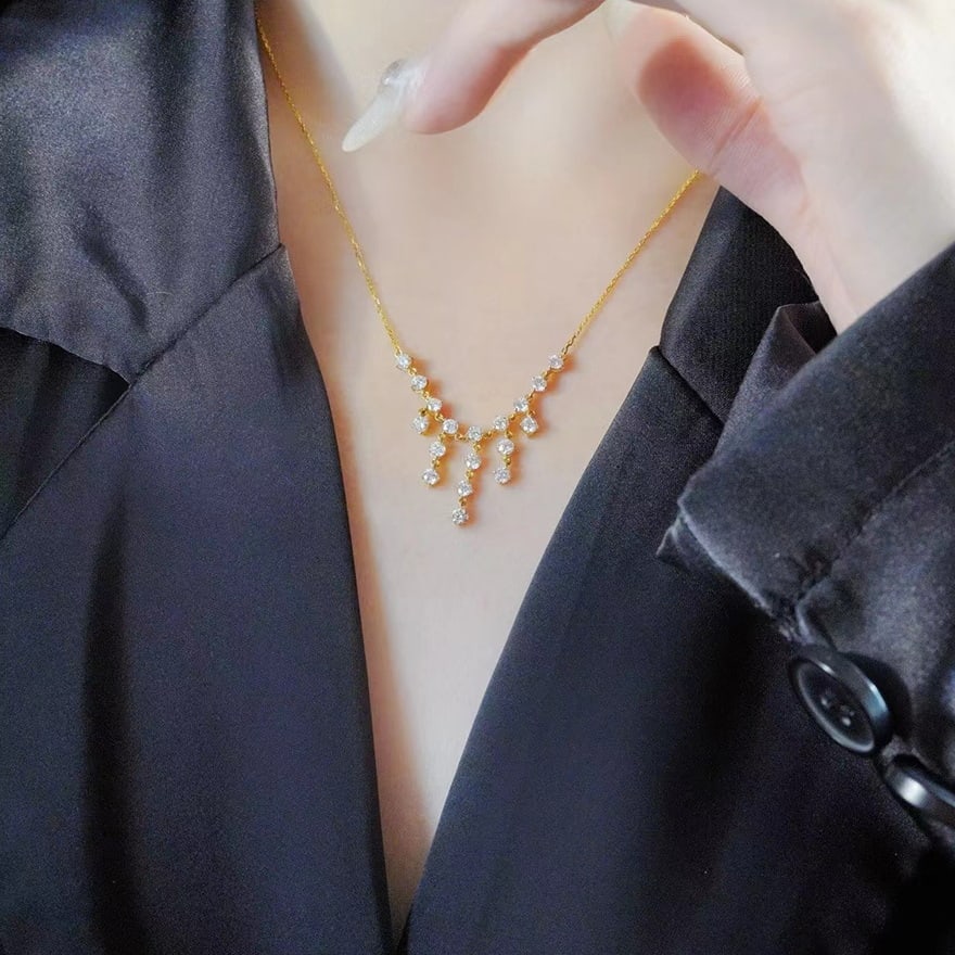 14k Gold 1.2 Ct Natural H Diamond Necklace - 2