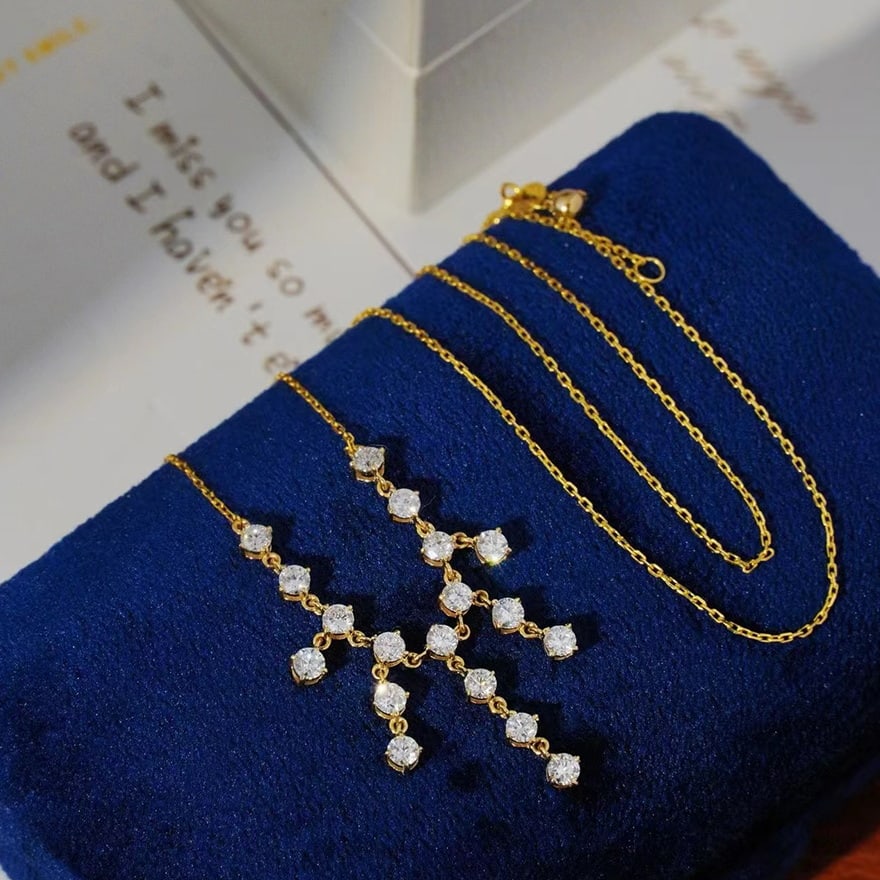 14k Gold 1.2 Ct Natural H Diamond Necklace - 6