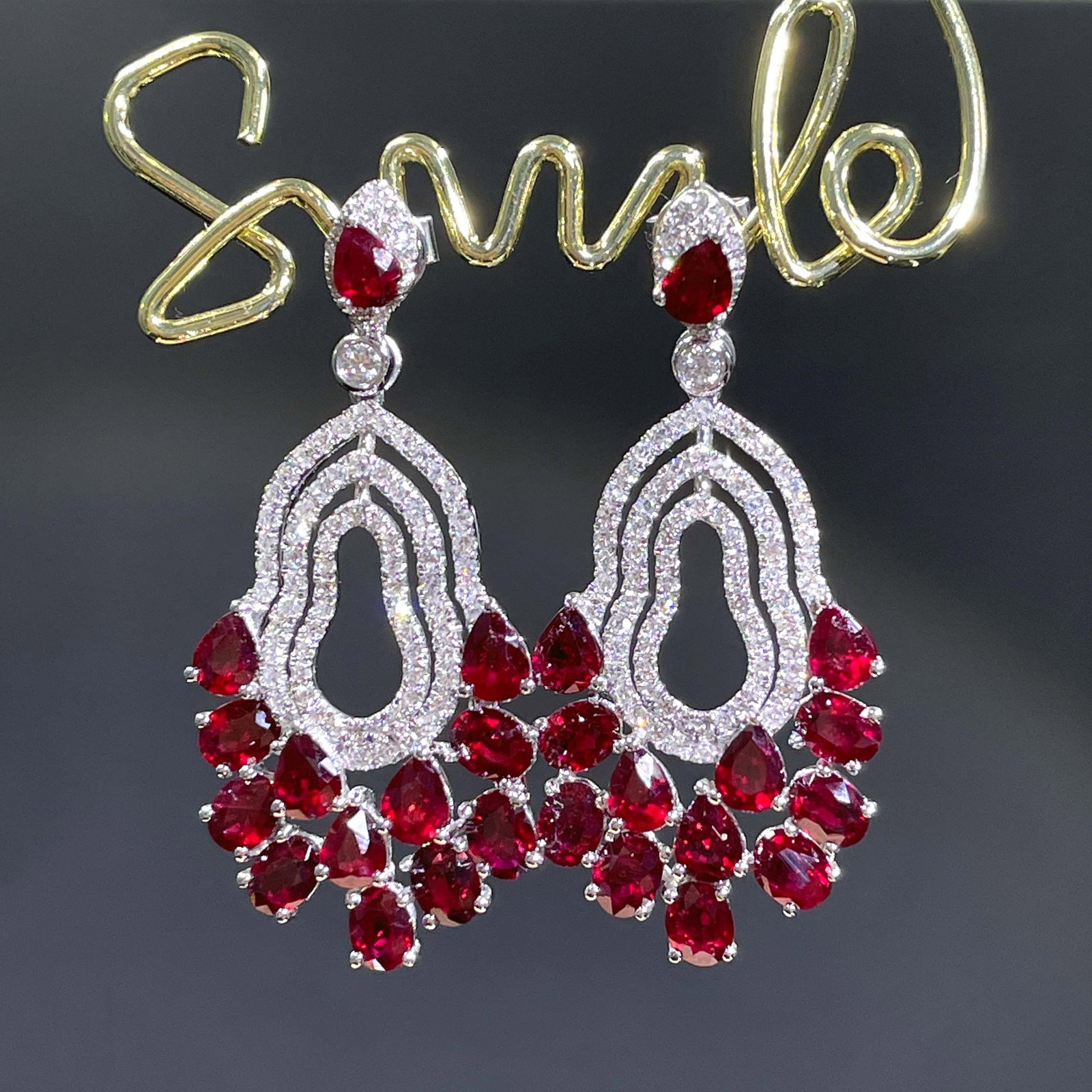 14k Gold 6.58 Ctw Natural Ruby & Diamond Earrings - 3