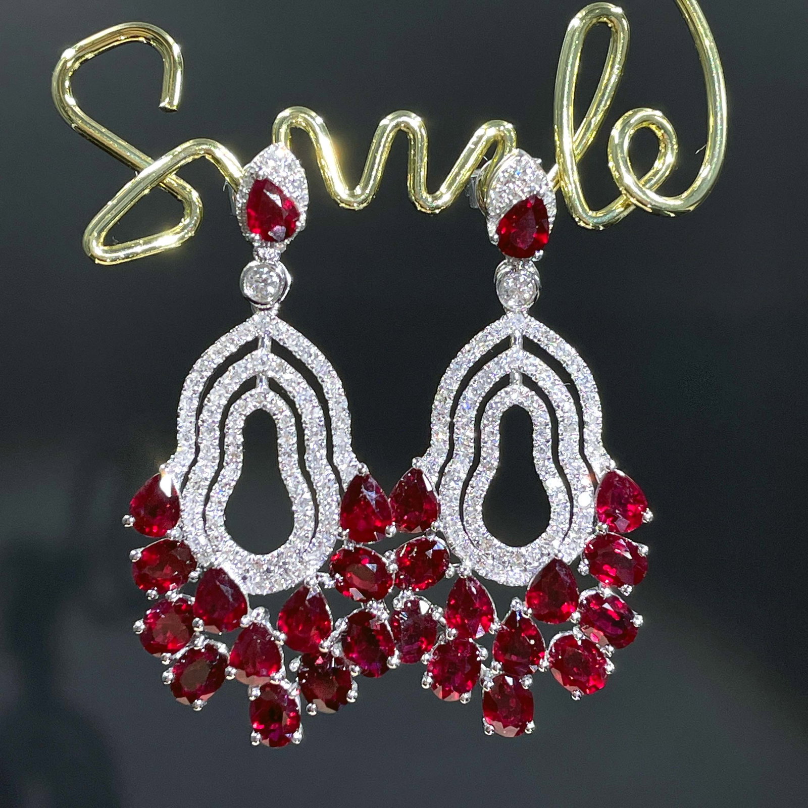 14k Gold 6.58 Ctw Natural Ruby & Diamond Earrings - 4