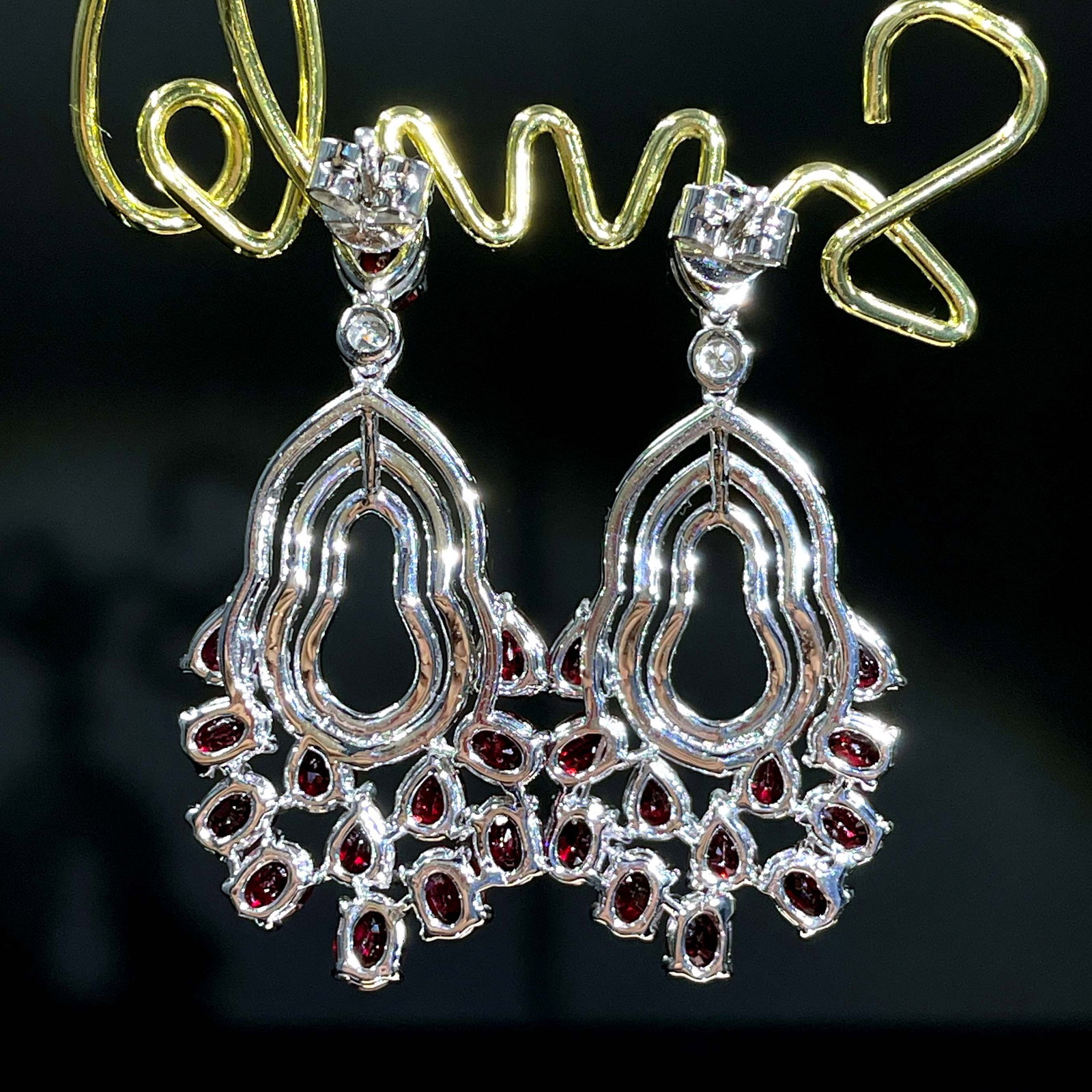 14k Gold 6.58 Ctw Natural Ruby & Diamond Earrings - 5