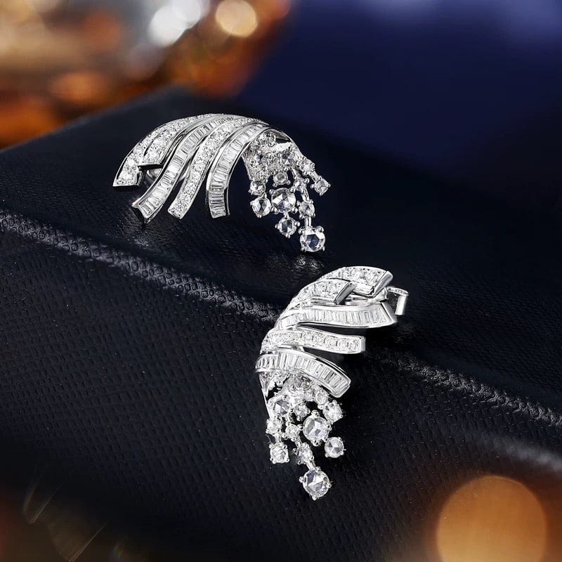 14k Gold 1.2 Ct Natural H Diamond Earrings - 2