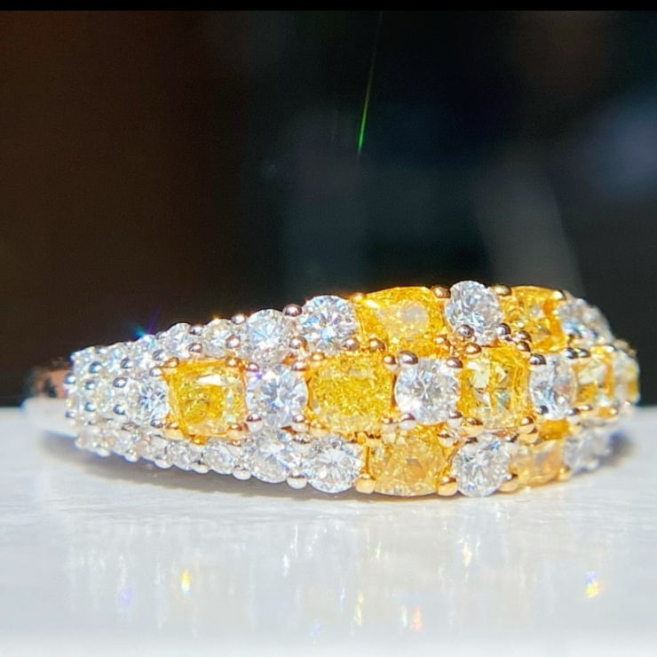 14k Gold 1.28 Ctw Natural Yellow Diamond & Diamond Ring - 2