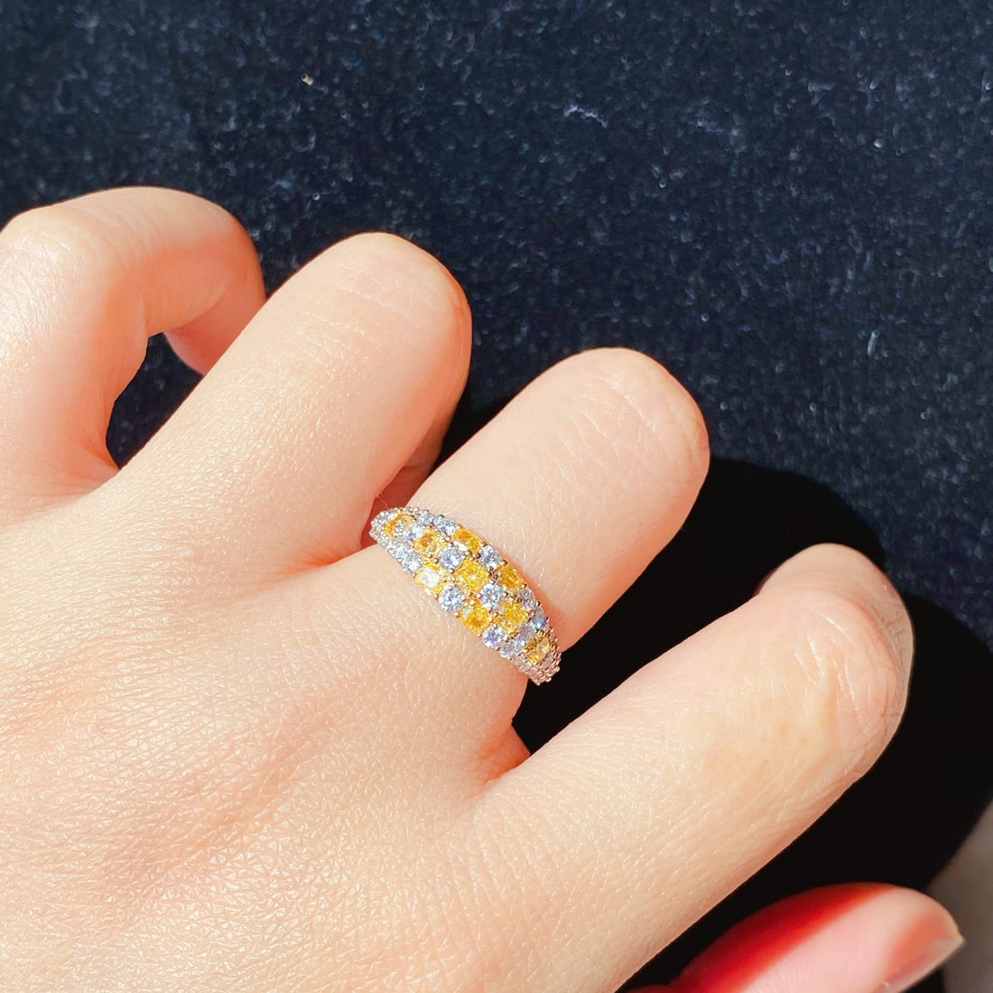 14k Gold 1.28 Ctw Natural Yellow Diamond & Diamond Ring - 5