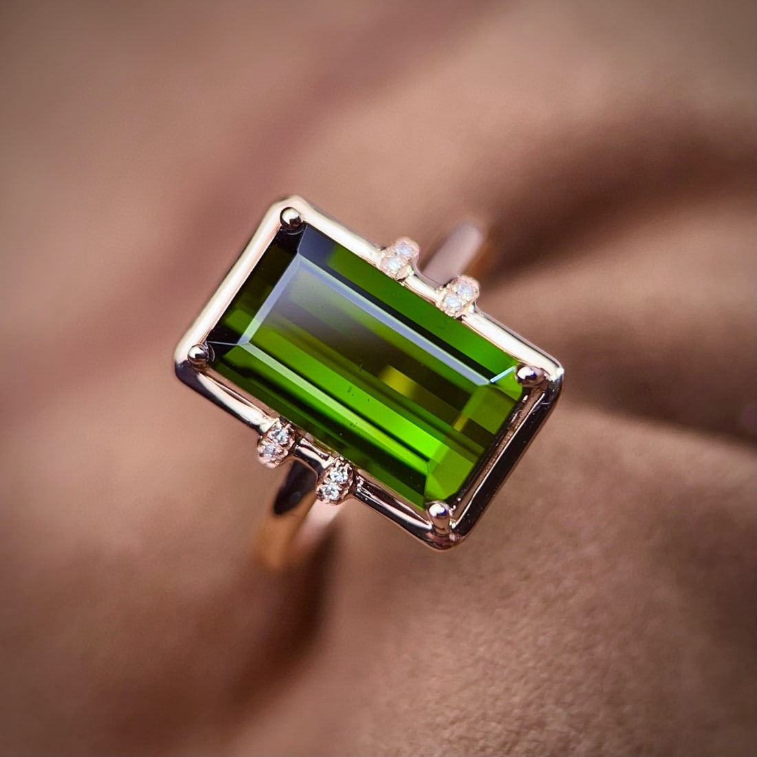14k Gold 3.82 Ctw Natural Tourmaline & Diamond Ring - 4
