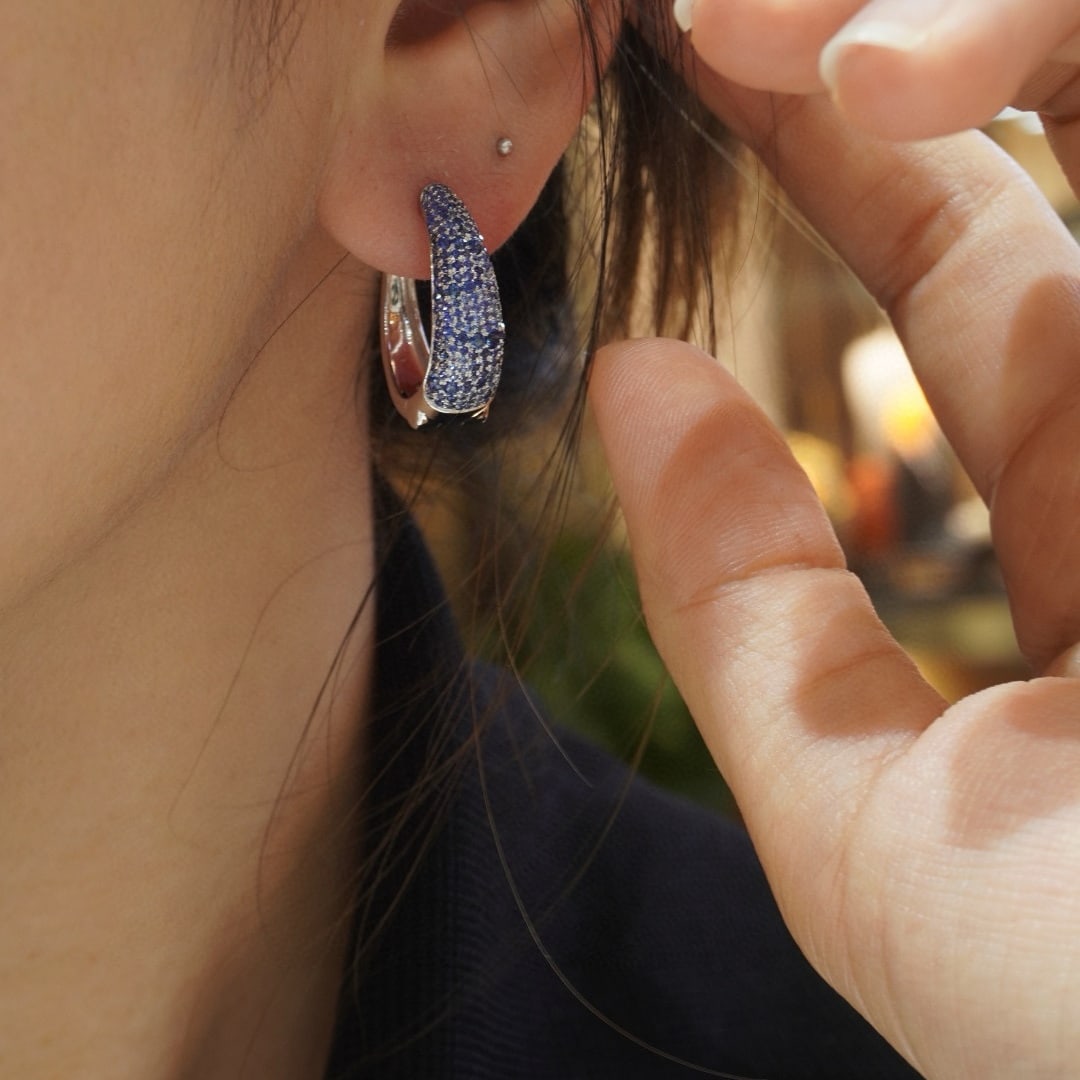 14k Gold 2.0 Ct Natural Sapphire Earrings - 5