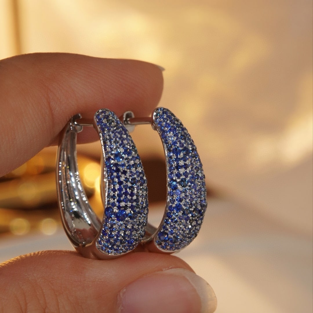14k Gold 2.0 Ct Natural Sapphire Earrings - 7
